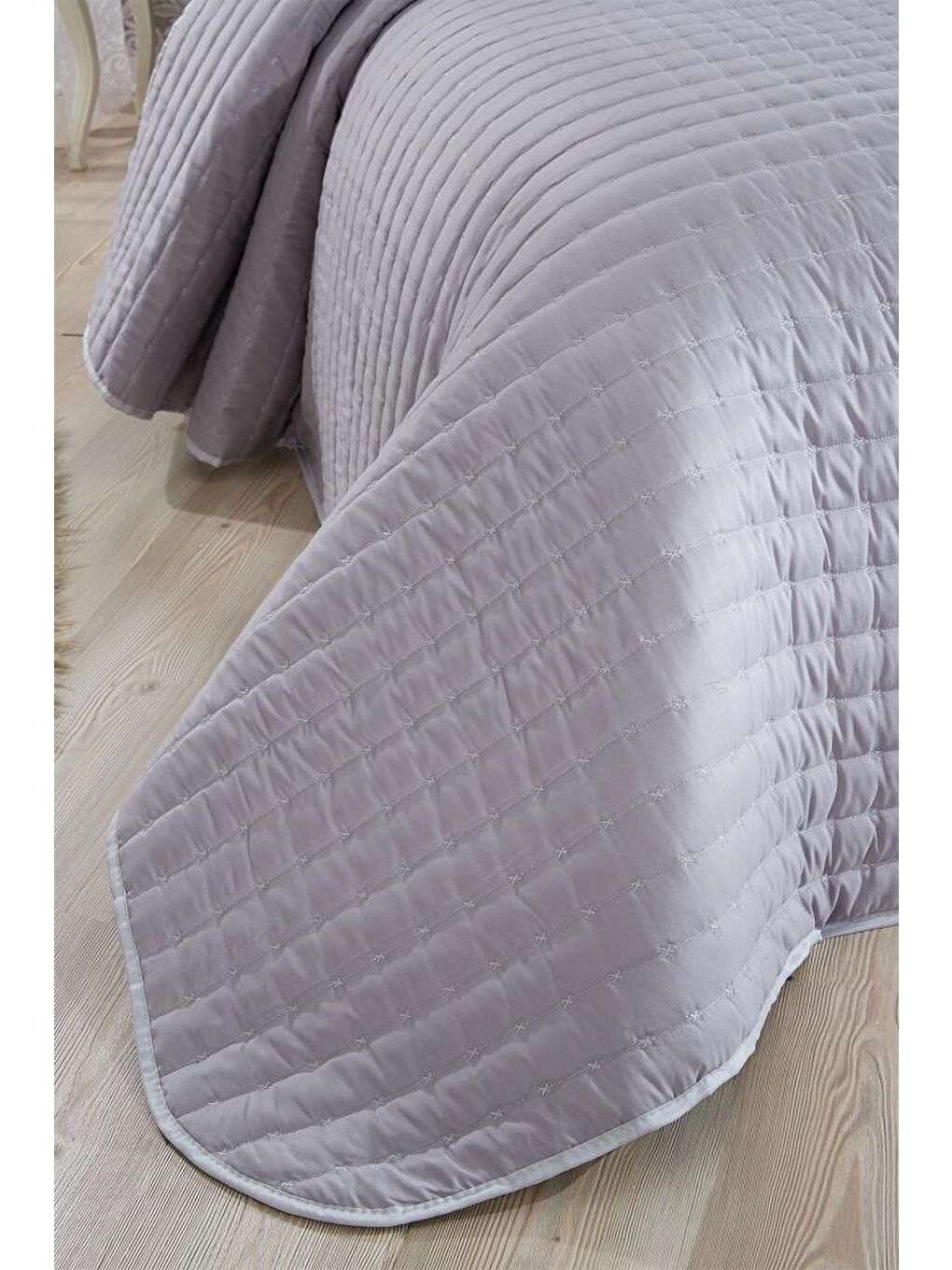 Dublin Tek Kişilik Kapitoneli Yatak Örtüsü Gri-2