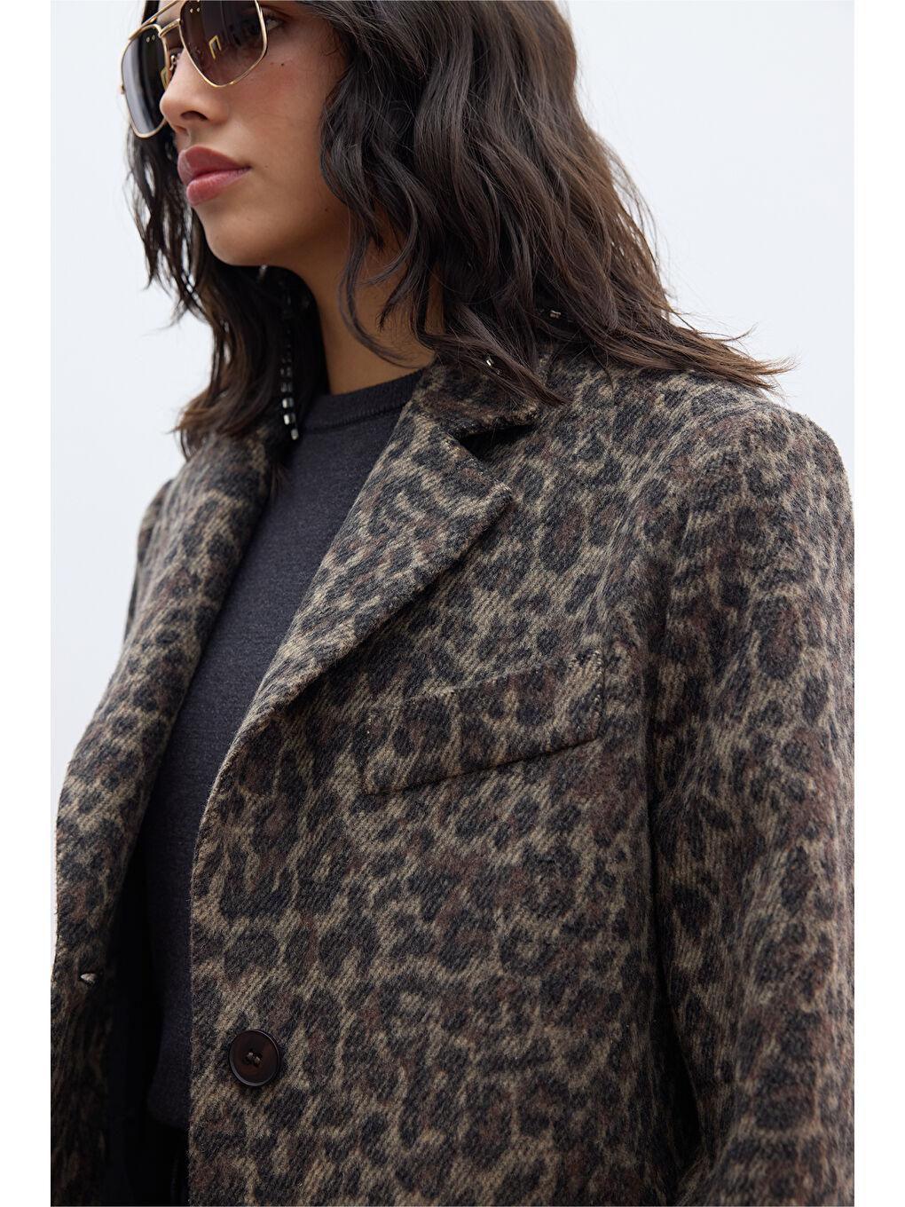 Karışık Desenli Kaşe Ceket Leopar-3