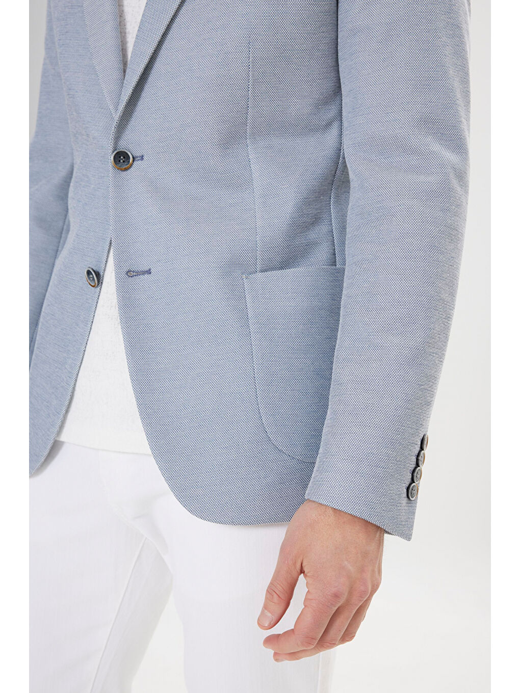 Erkek Mavi Pamuklu Slim Fit Dar Kesim Kırlangıç Yaka Torba Cepli Ceket-4