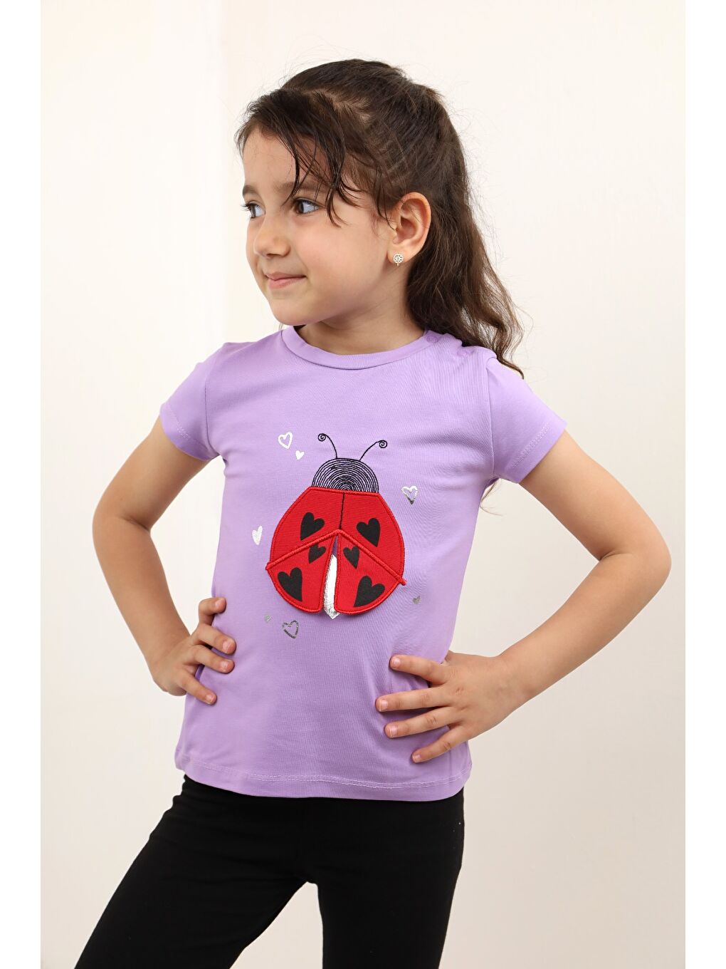 Lila Kız Bebek Baskılı Tişört