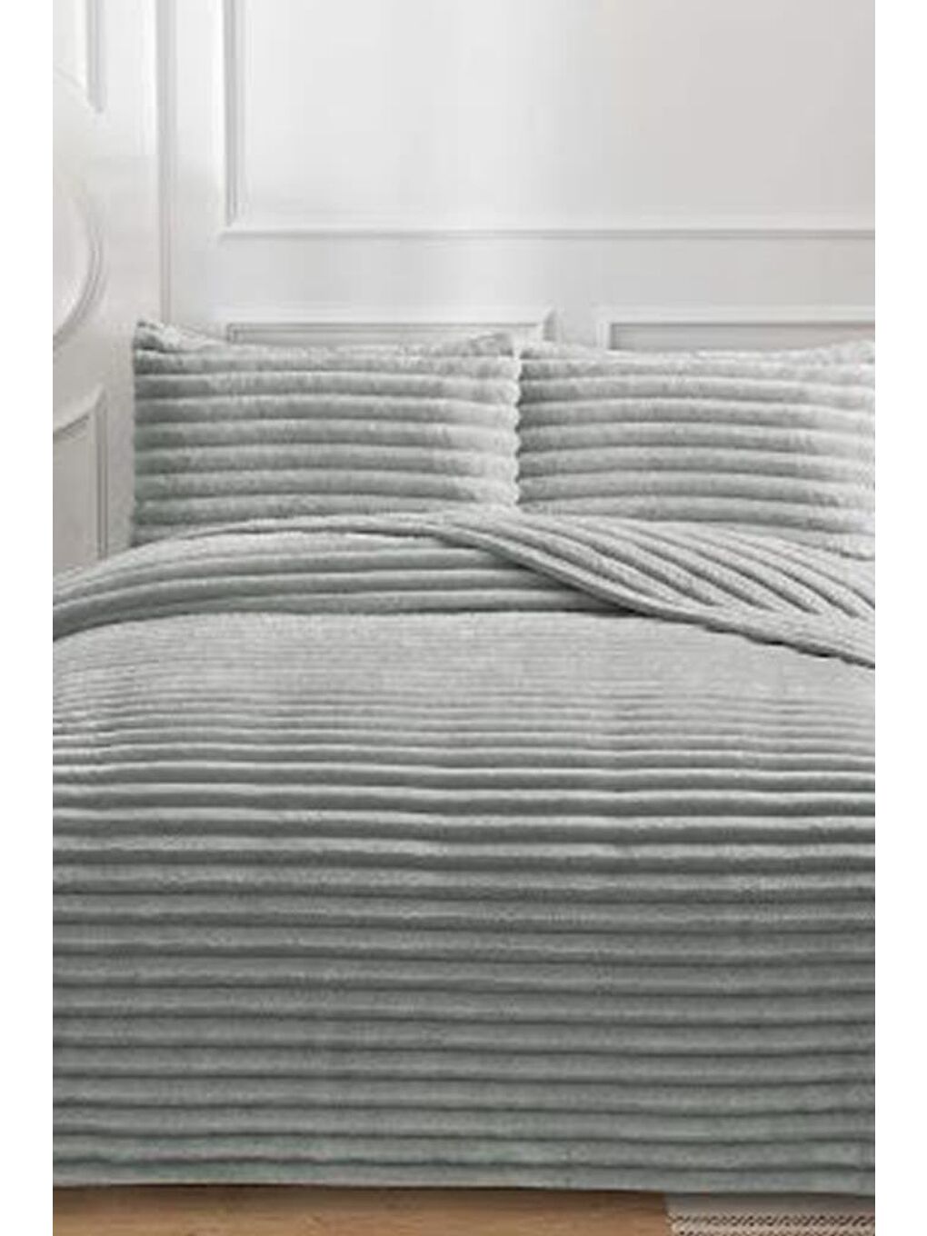 Eterna Pelüş Çift Kişilik 230x250 Cm Yatak Örtüsü Gri