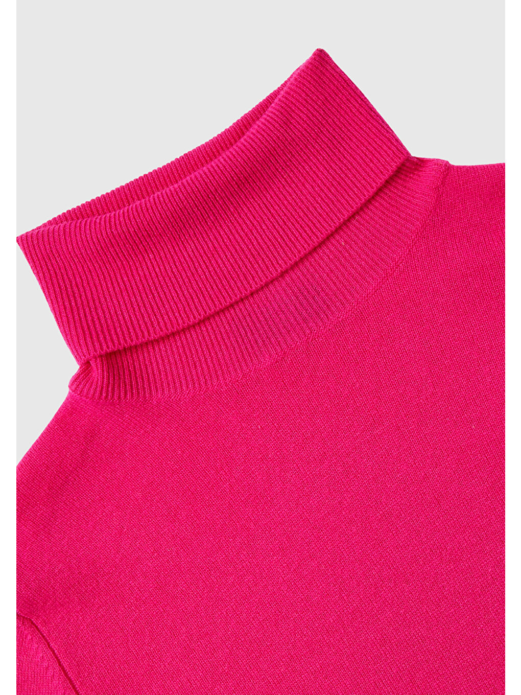 Kadın Fuşya Dik Yaka Merino Kazak-3