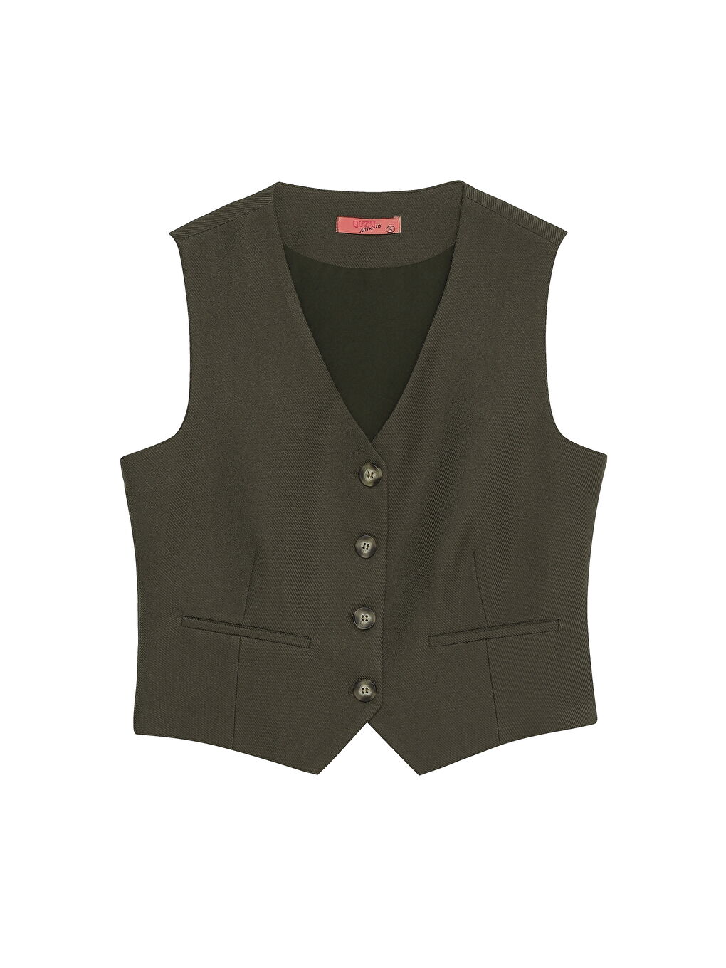 Önü Düğmeli Yelek Haki