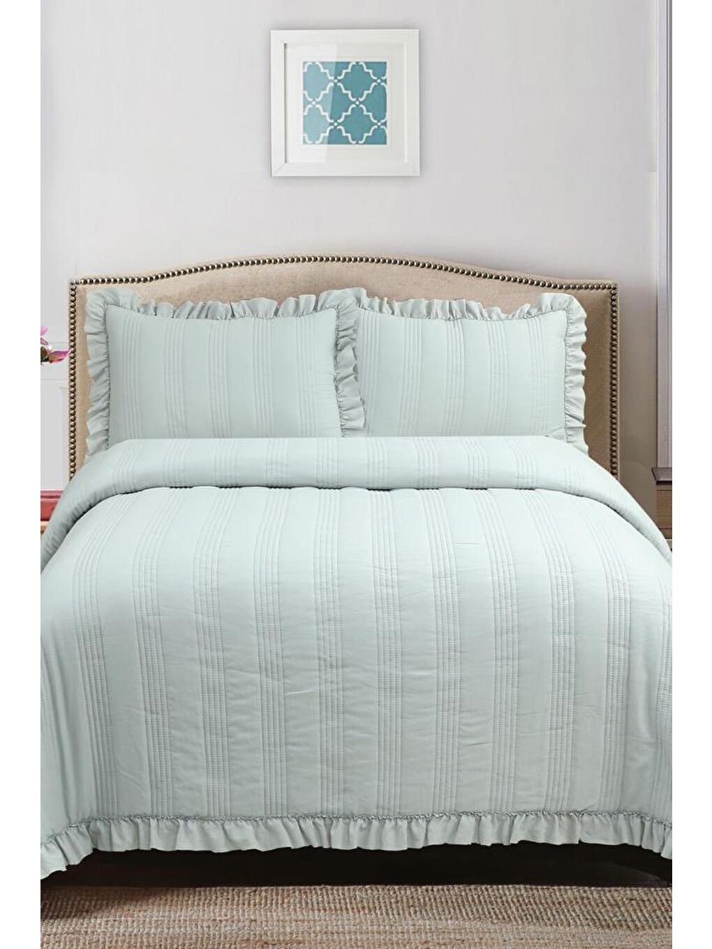 Hülya Elyaf Dolgulu Tek Kişilik 190x250 Cm Yatak Örtüsü Gri