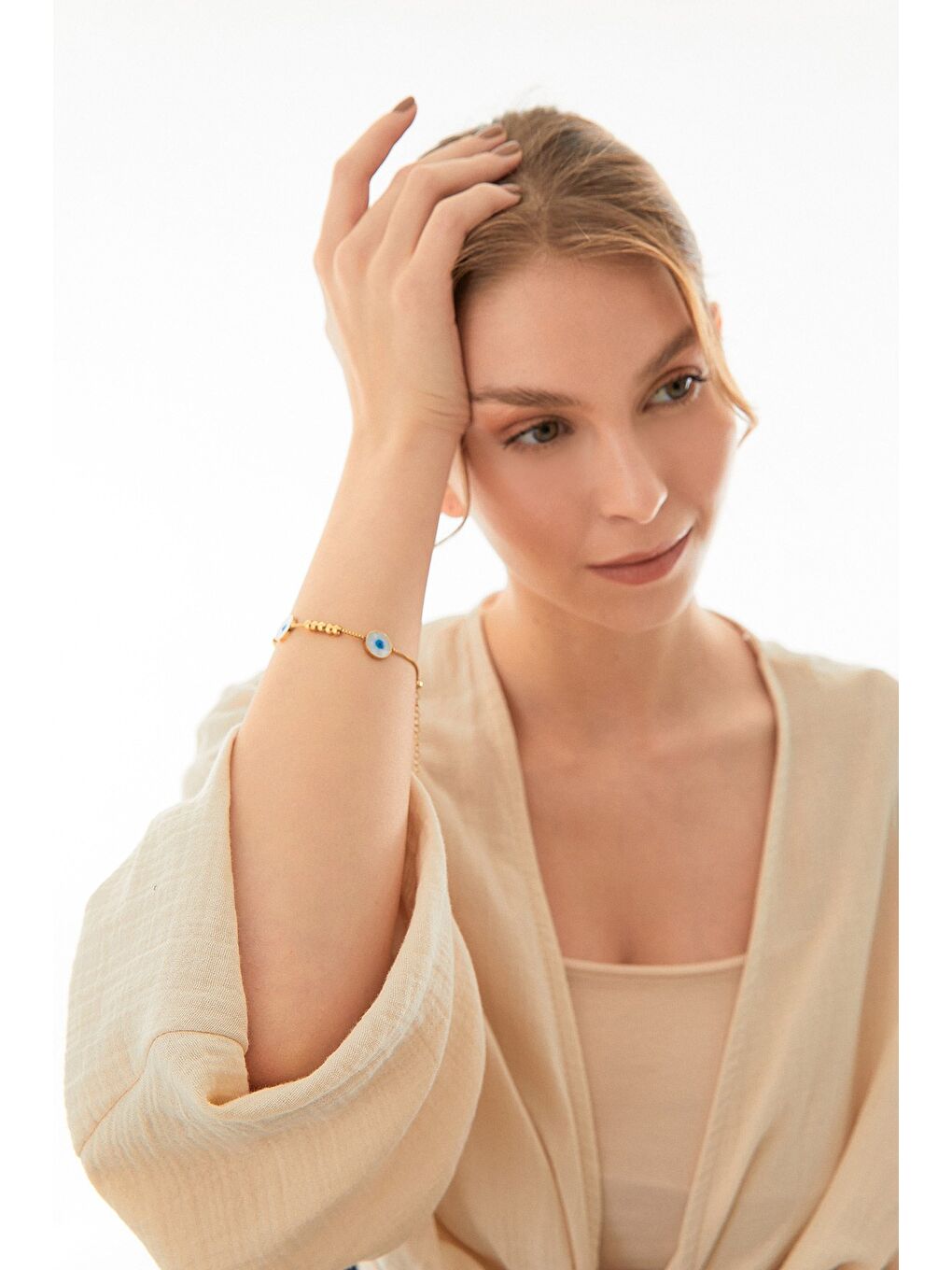 Sarı Sedefli Nazar Boncuklu Bileklik-3