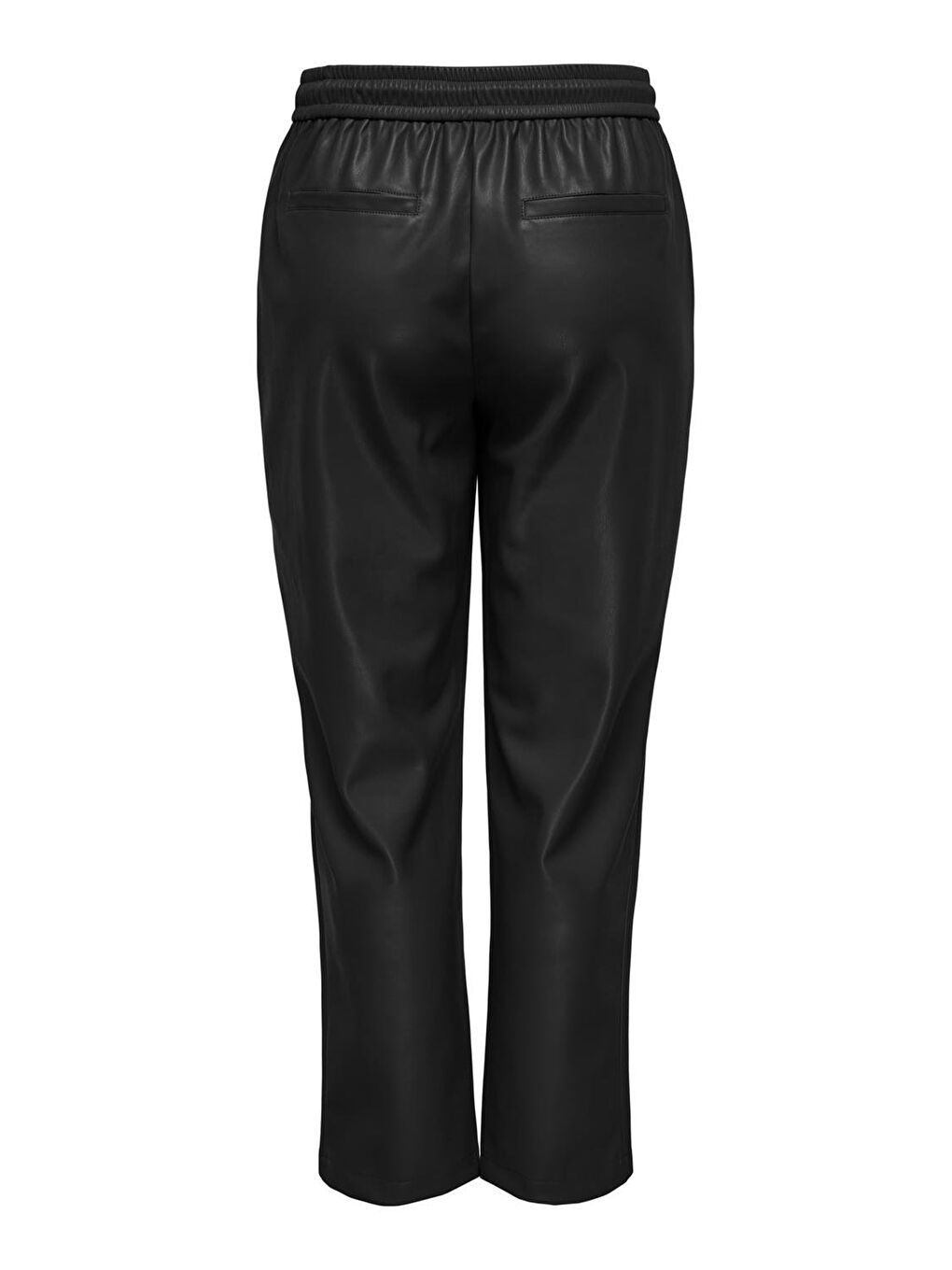 Siyah Onlhero Loose Fit Yüksek Bel Bağcıklı Deri Pantolon 15331694-1
