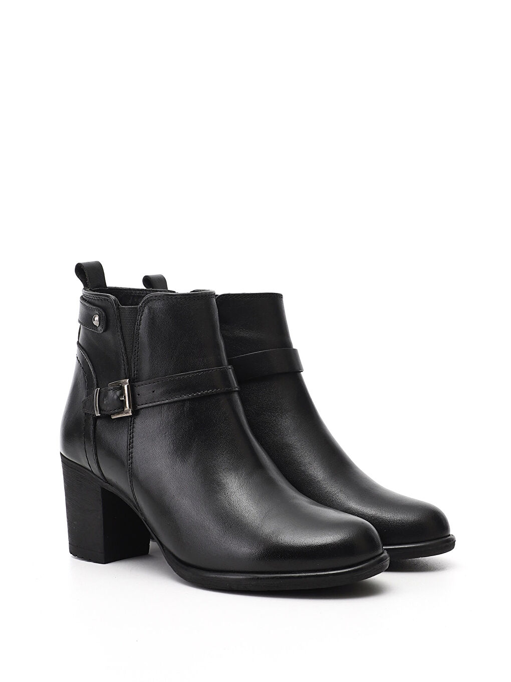 Siyah Kadın SİYAH Fermuarlı Kalın Topuklu Hakiki Deri Bot-1