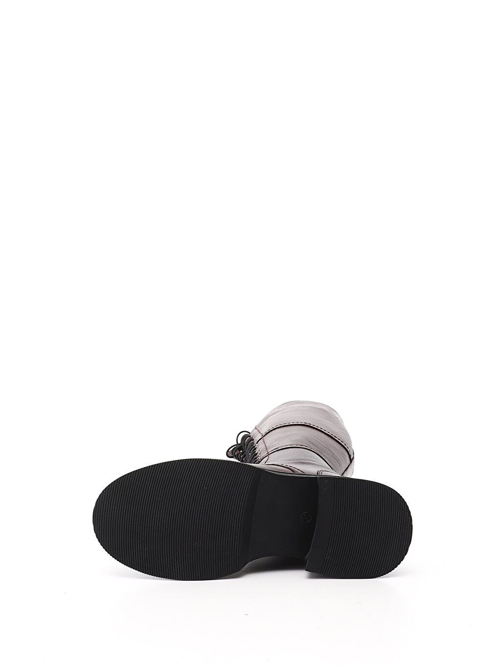 Bordo Kadın KOYU BORDO Fermuarlı Kalın Topuklu Hakiki Deri Postal Çizme-3