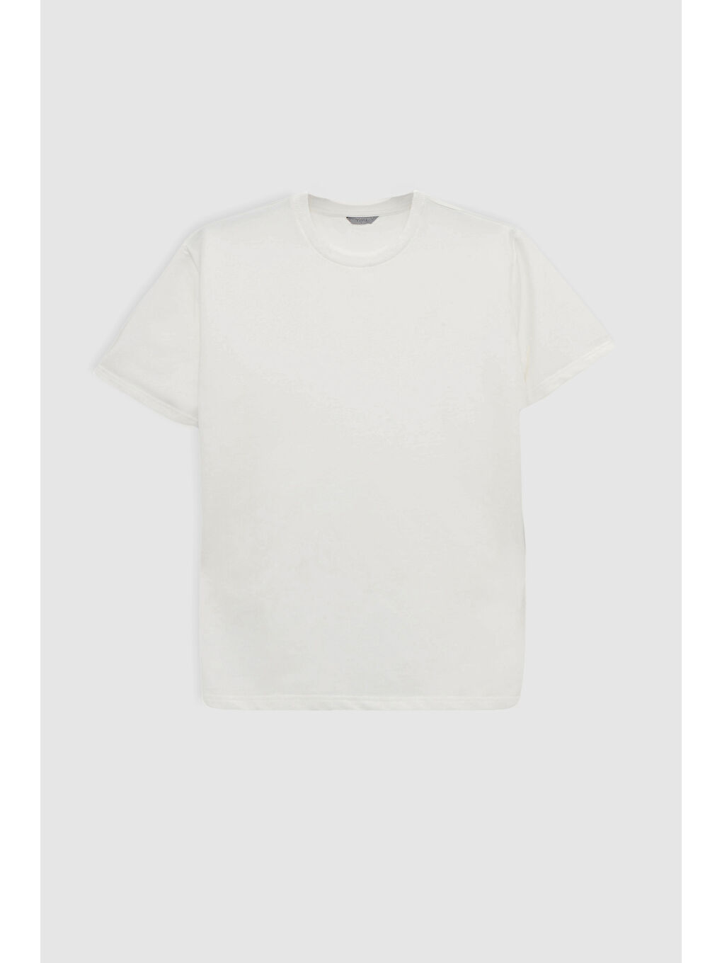 Slim Fit Ekru Düz Tişört-4