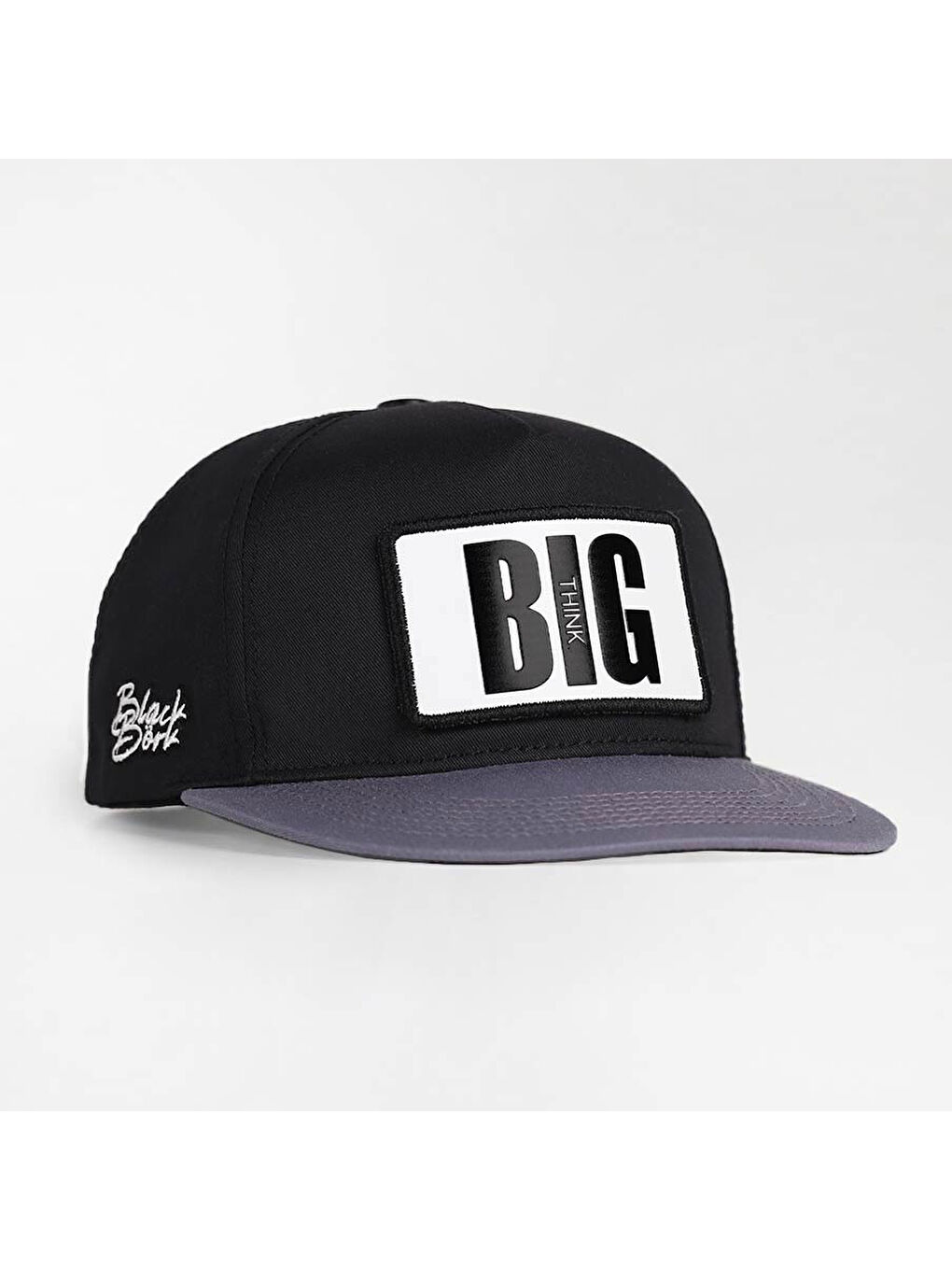Big Think Logolu Gri-Siyah Hip Hop Şapka