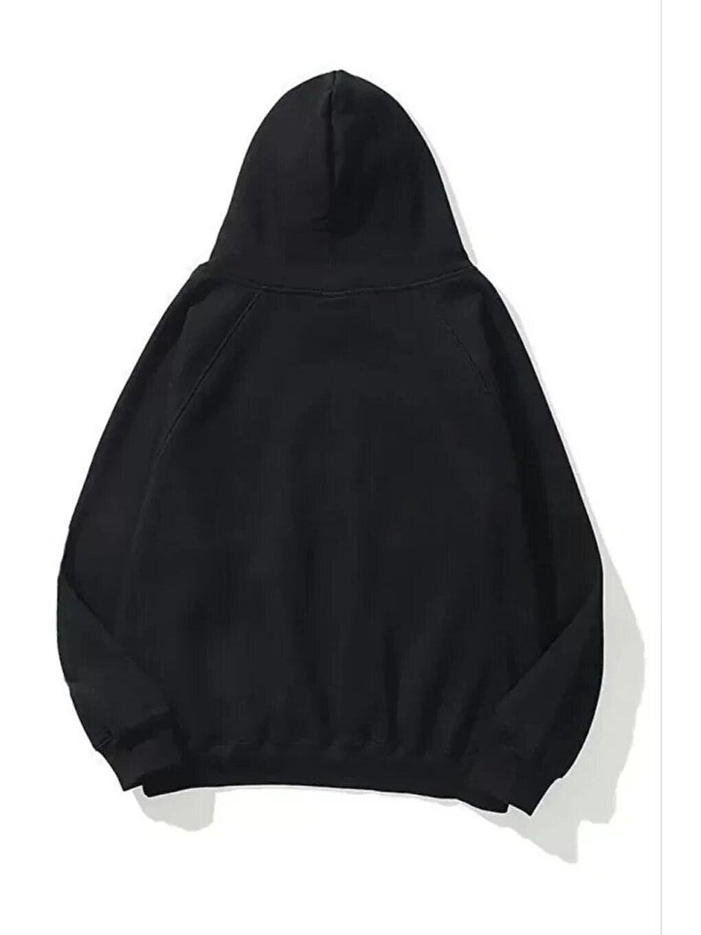 3 İplik Pamuklu Unisex Kapüşonlu Sweetshirt - Siyah-1