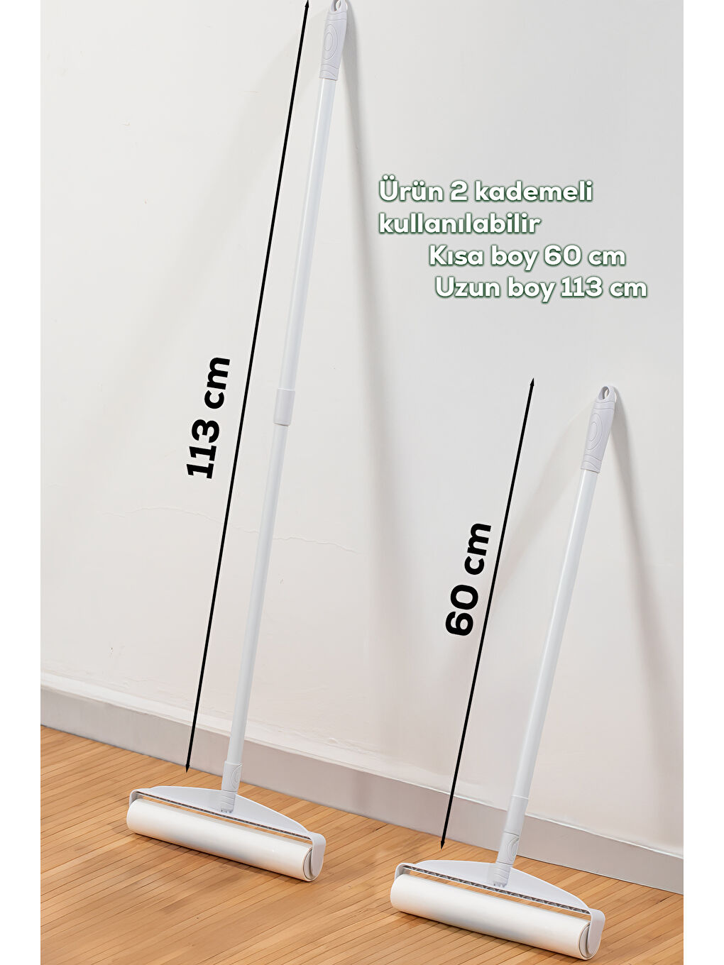 3109 Teleskopik Uzun Saplı Yedek Başlıklı Tüy Alma Rulosu Tüy Toz alıcı Rulo 60 Yaprak-2