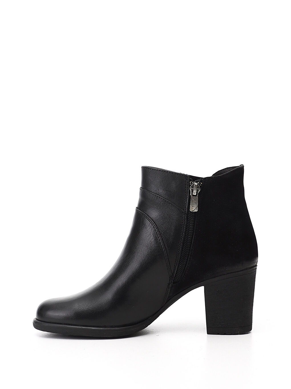 Siyah Kadın SİYAH Fermuarlı Kalın Topuklu Hakiki Deri Bot-2