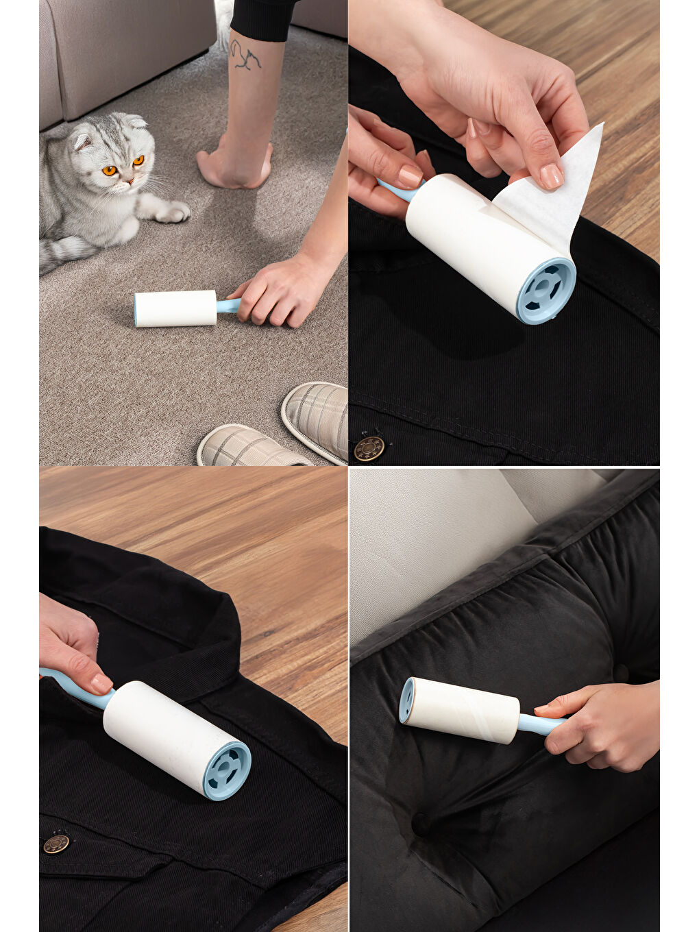 3105 Kedi Köpek Tüy Toplayıcı Rulo + 8 Adet Yedek Rulo Mavi-2