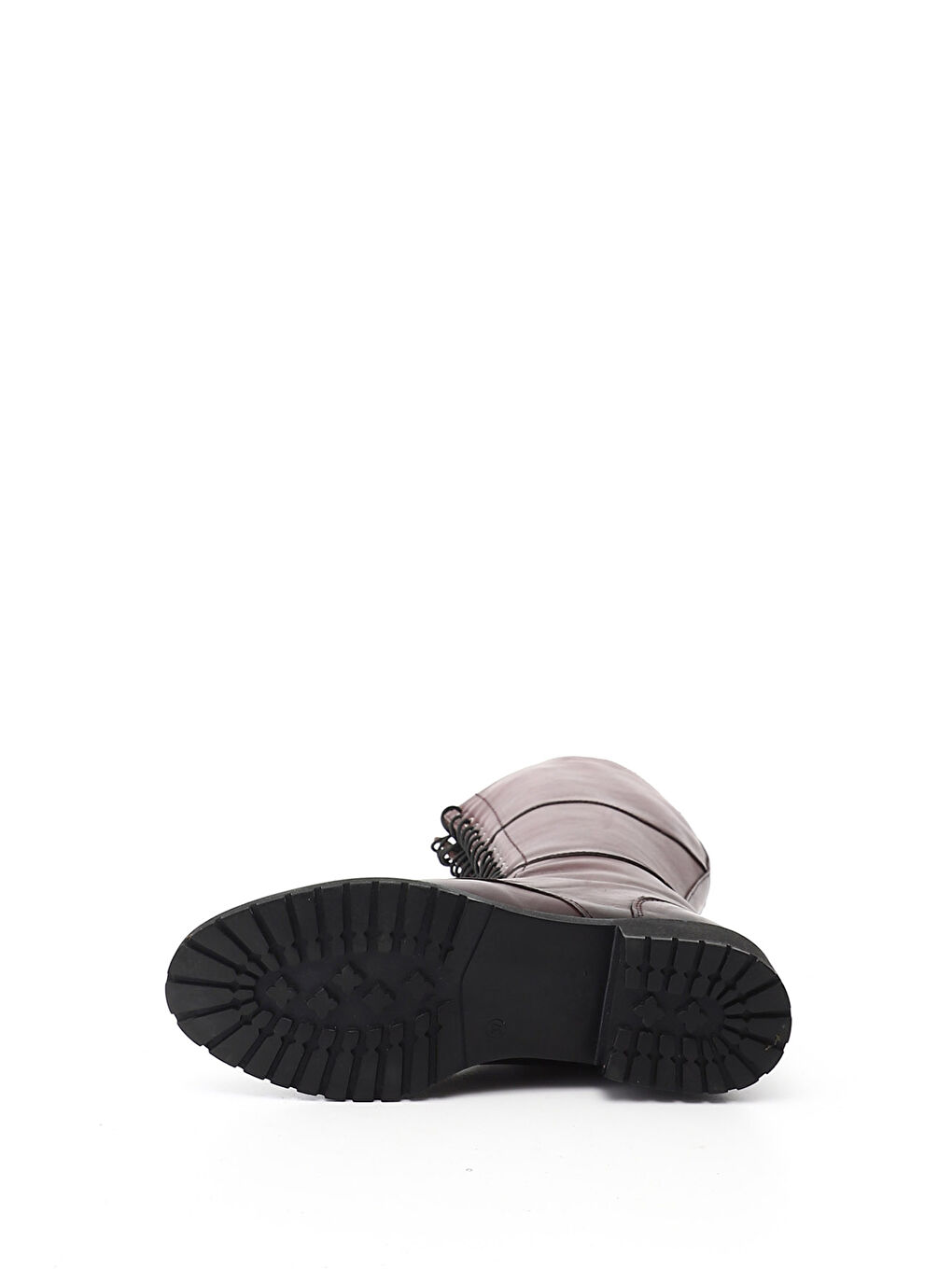 Bordo Kadın KOYU BORDO Fermuarlı Kauçuk Taban Hakiki Deri Postal Çizme-3