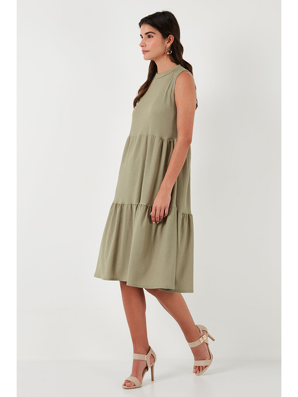 Yeşil Regular Fit Kolsuz Midi Kadın Elbise 5869008-2