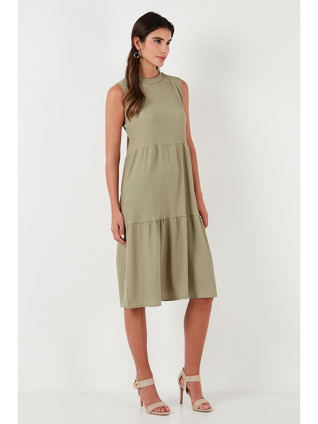 Yeşil Regular Fit Kolsuz Midi Kadın Elbise 5869008-4