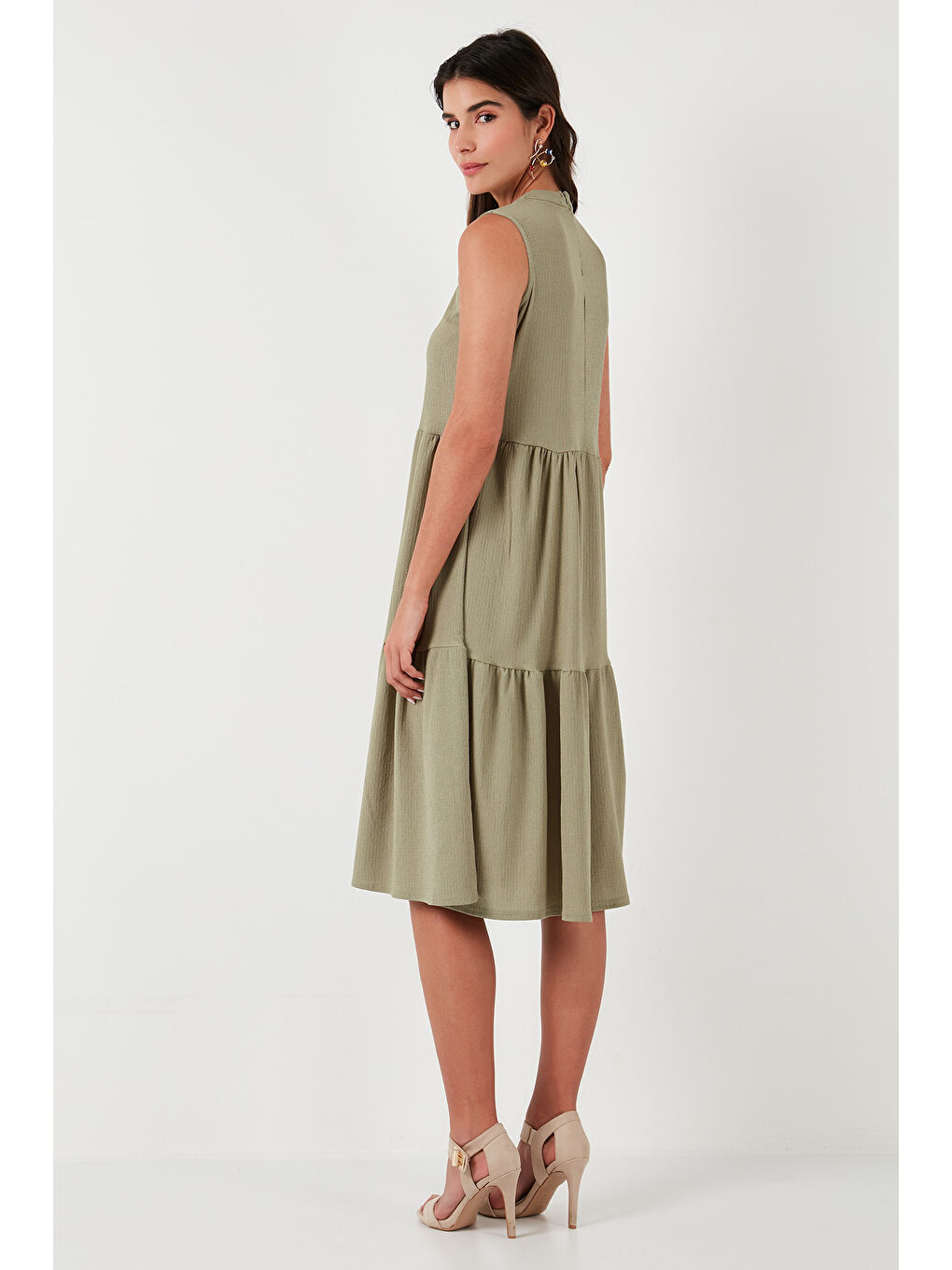 Yeşil Regular Fit Kolsuz Midi Kadın Elbise 5869008-5