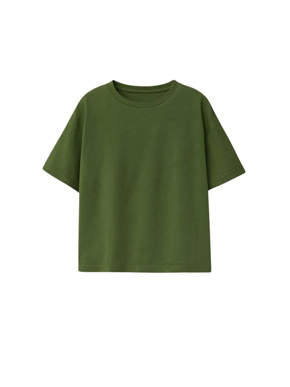 Haki Unisex Basic Kısa Kollu Çocuk T-Shirt-2