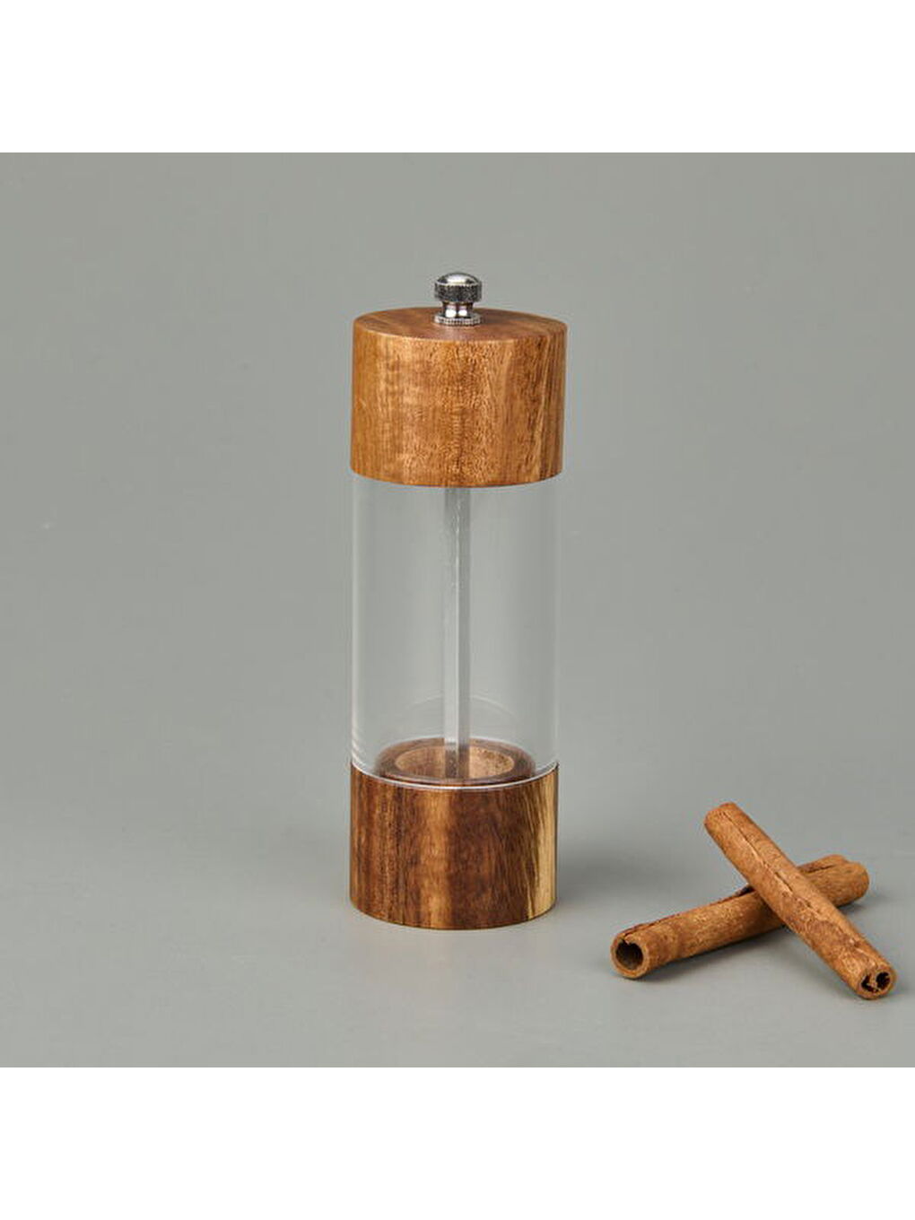 Akasya Küçük Boy Baharat Öğütücü - Açık Kahverengi / Şeffaf - 10 cm-2