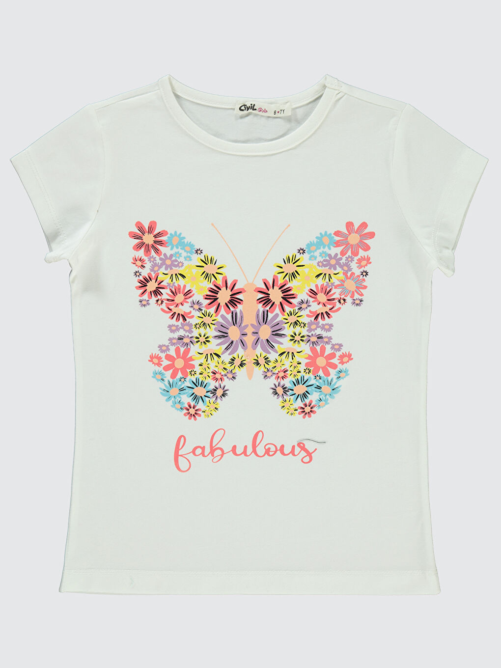 Girls Kız Çocuk Tişört 6-9 Yaş Ekru