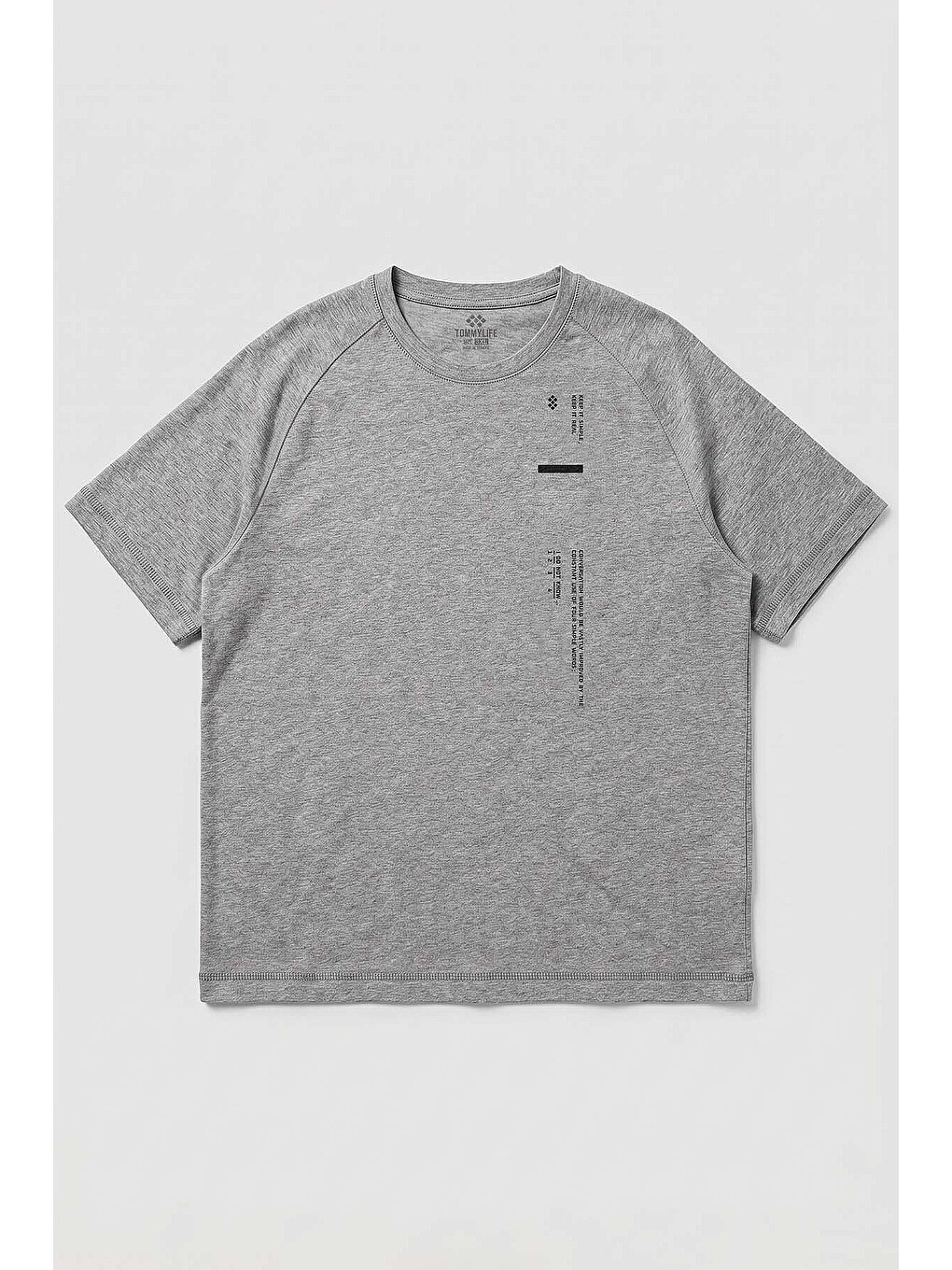 Gri Melanj Baskılı Battal Büyük Beden Kısa Kollu Erkek T-shirt - 88465