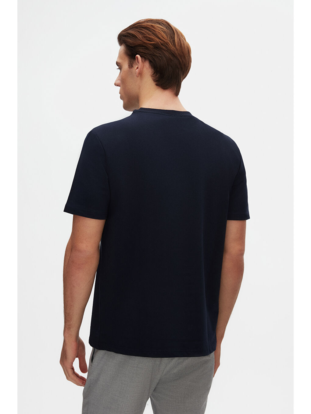 Slim Fit Lacivert Düz Tişört-2