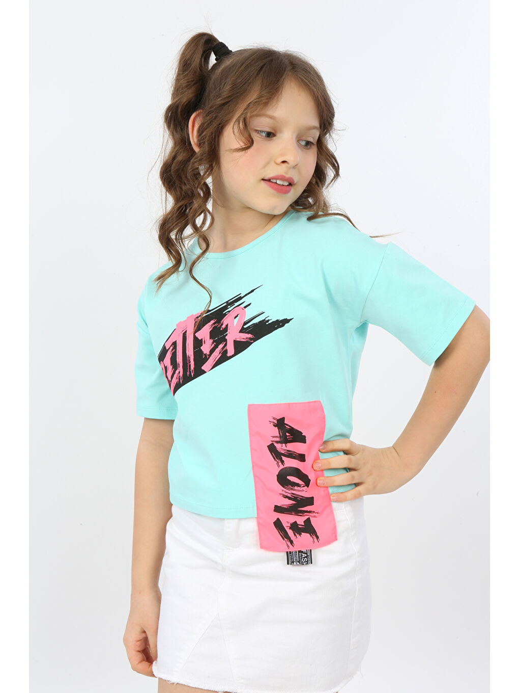 Yeşil Kız Çocuk Better Baskılı Tişört-1