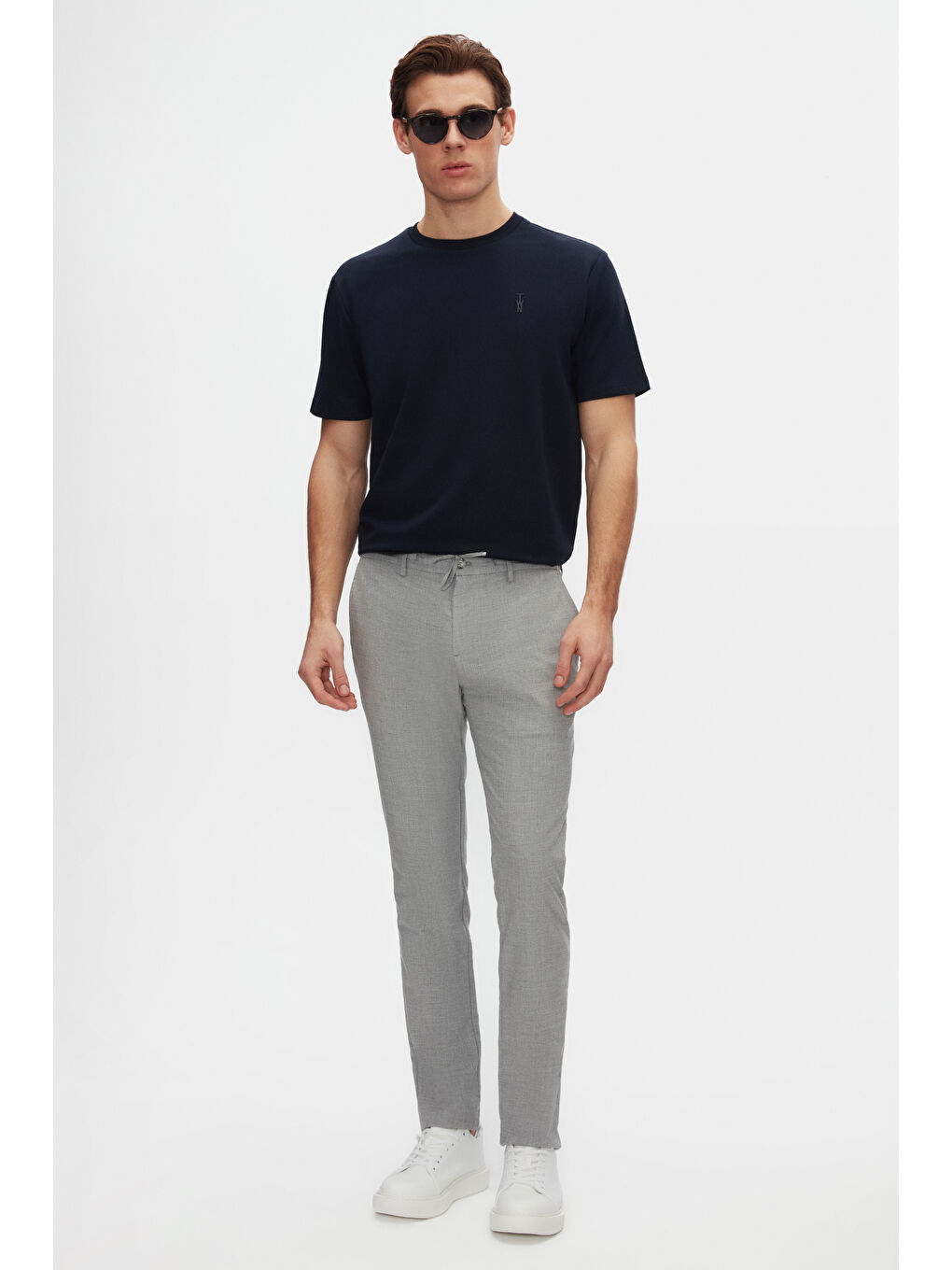 Slim Fit Lacivert Düz Tişört-3