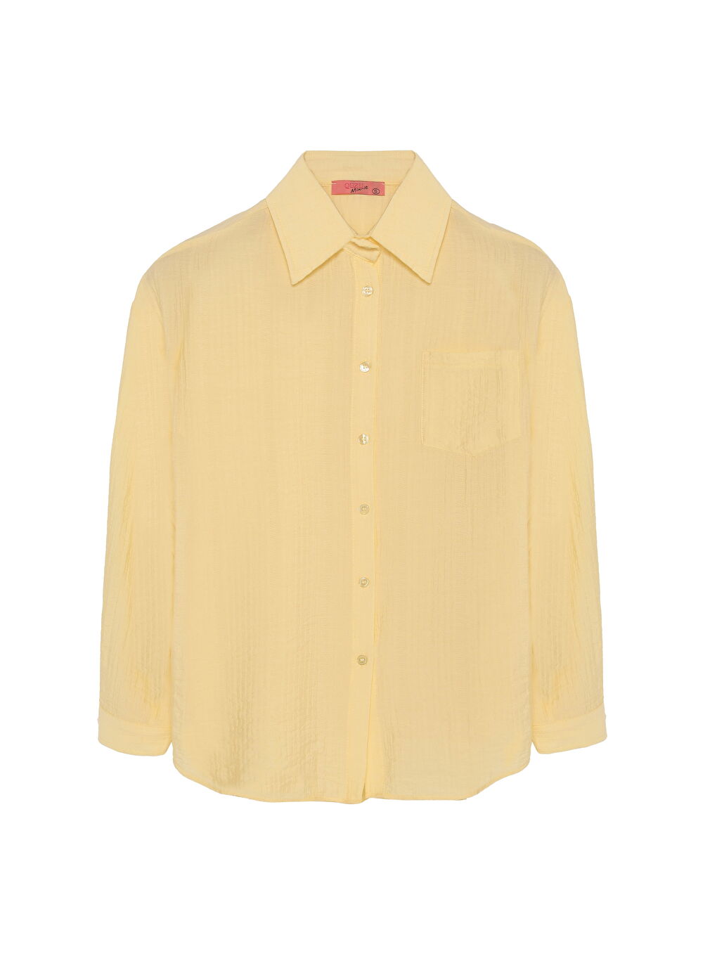 Dokulu Cepli Oversize Gömlek Sarı