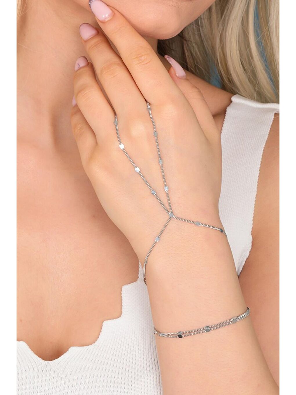 Gri Gümüş Renk Minimal Çelik Zincir Şahmeran-1