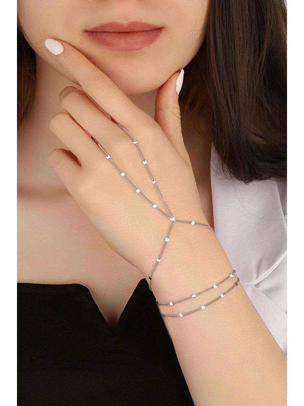 Gri Gümüş Renk Minimal Çelik Zincir Şahmeran-3