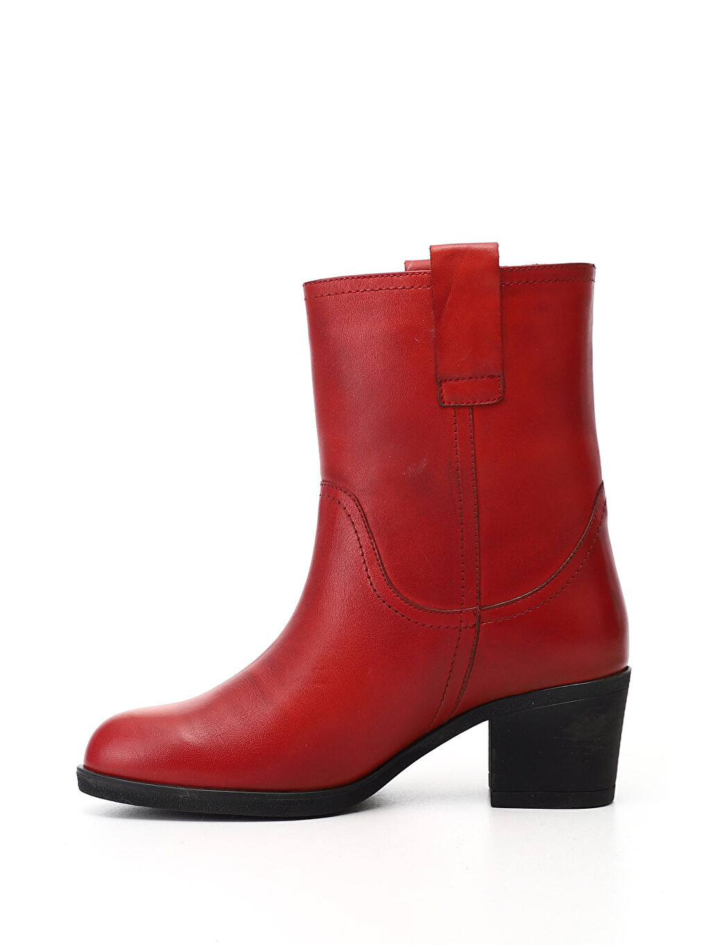 Kırmızı Kadın CANLI KIRMIZI Kalın Topuklu Hakiki Deri Bot-2