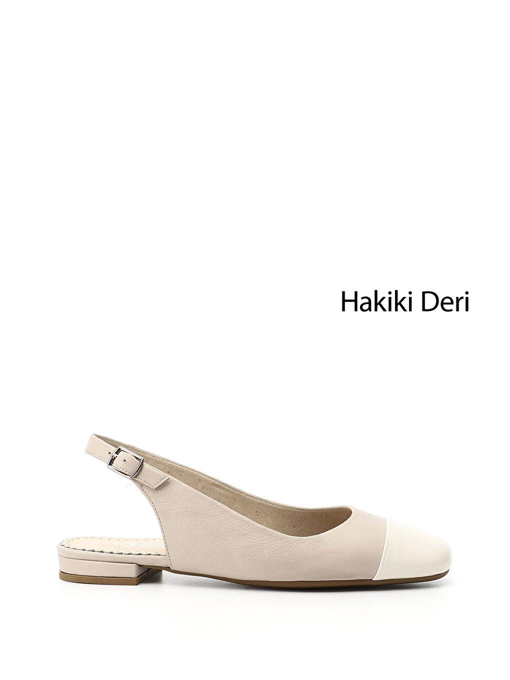 Bej Kadın YENİ BEJ Arkası Açık Hakiki Deri Babet