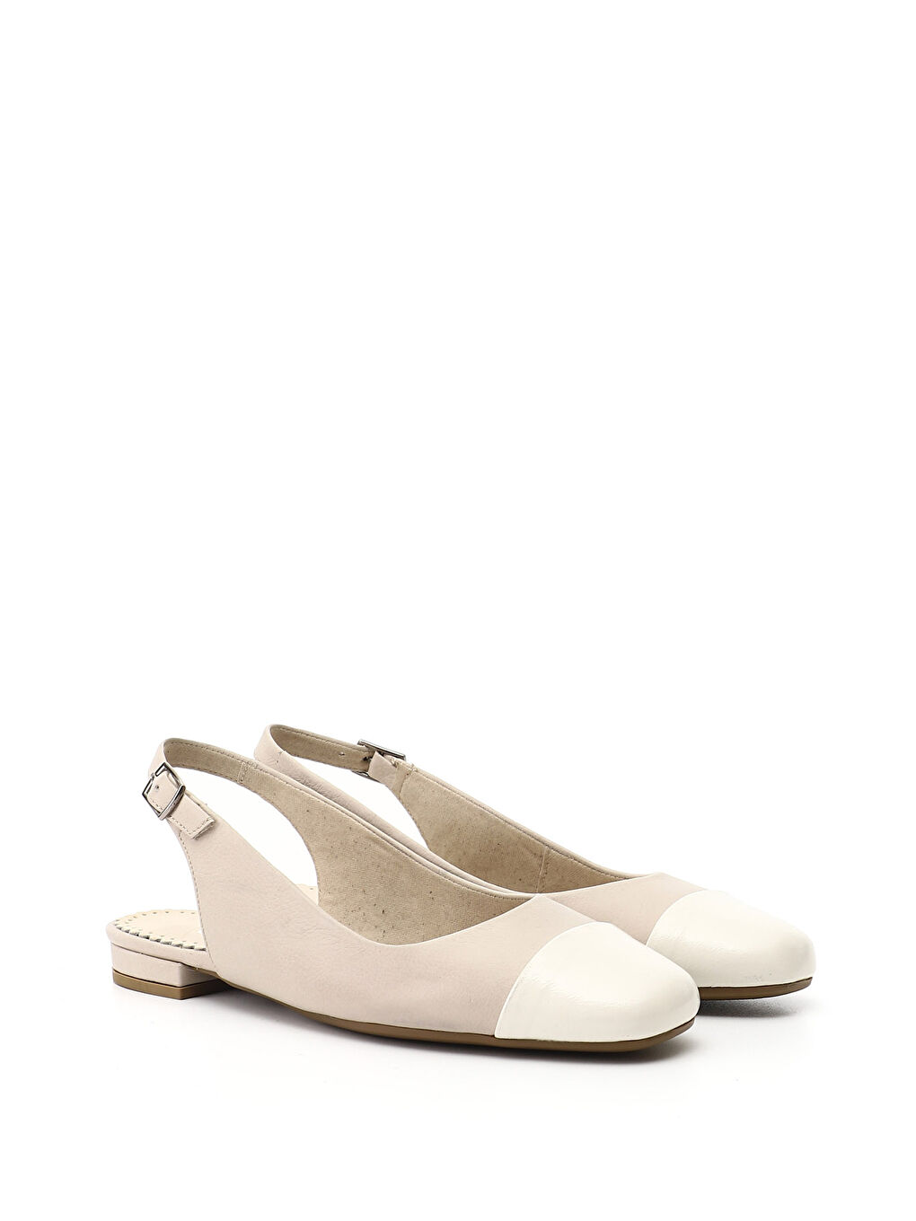 Bej Kadın YENİ BEJ Arkası Açık Hakiki Deri Babet-1