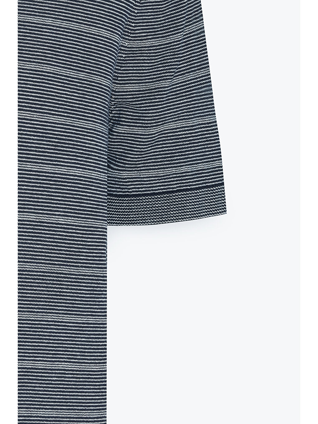 Erkek Lacivert-Beyaz Standart Fit Normal Kesim %100 Pamuk Çizgili Bisiklet Yaka Triko Tişört-7