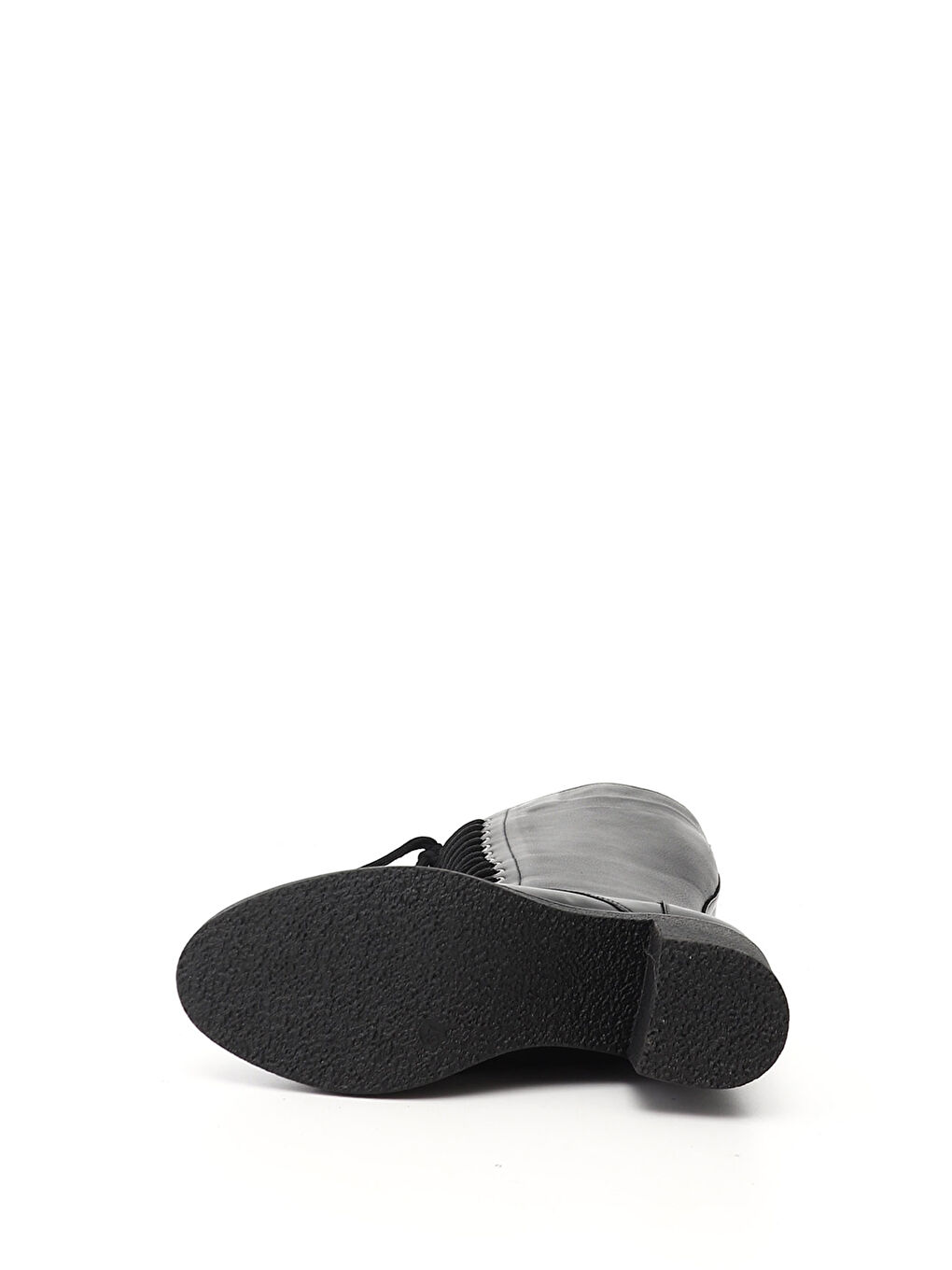 Siyah Kadın SİYAH Fermuarlı Kalın Topuklu Hakiki Deri Postal Çizme-3