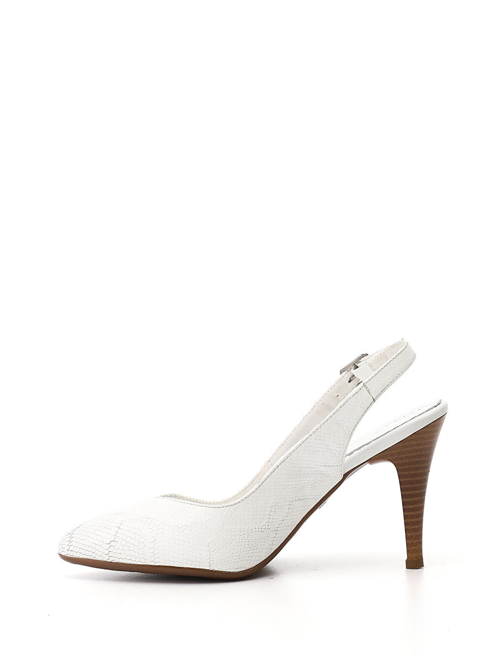 Beyaz Kadın CANLI BEYAZ İnce Topuklu Arkası Açık Hakiki Deri Ayakkabı-2