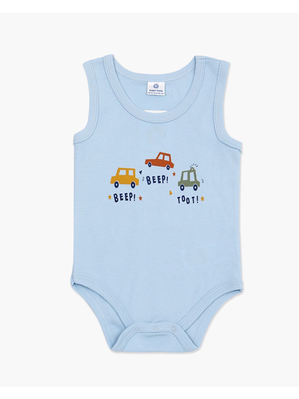 Mavi Bisiklet Yaka Erkek Bebek Atlet Çıtçıtlı Body 2'li-1