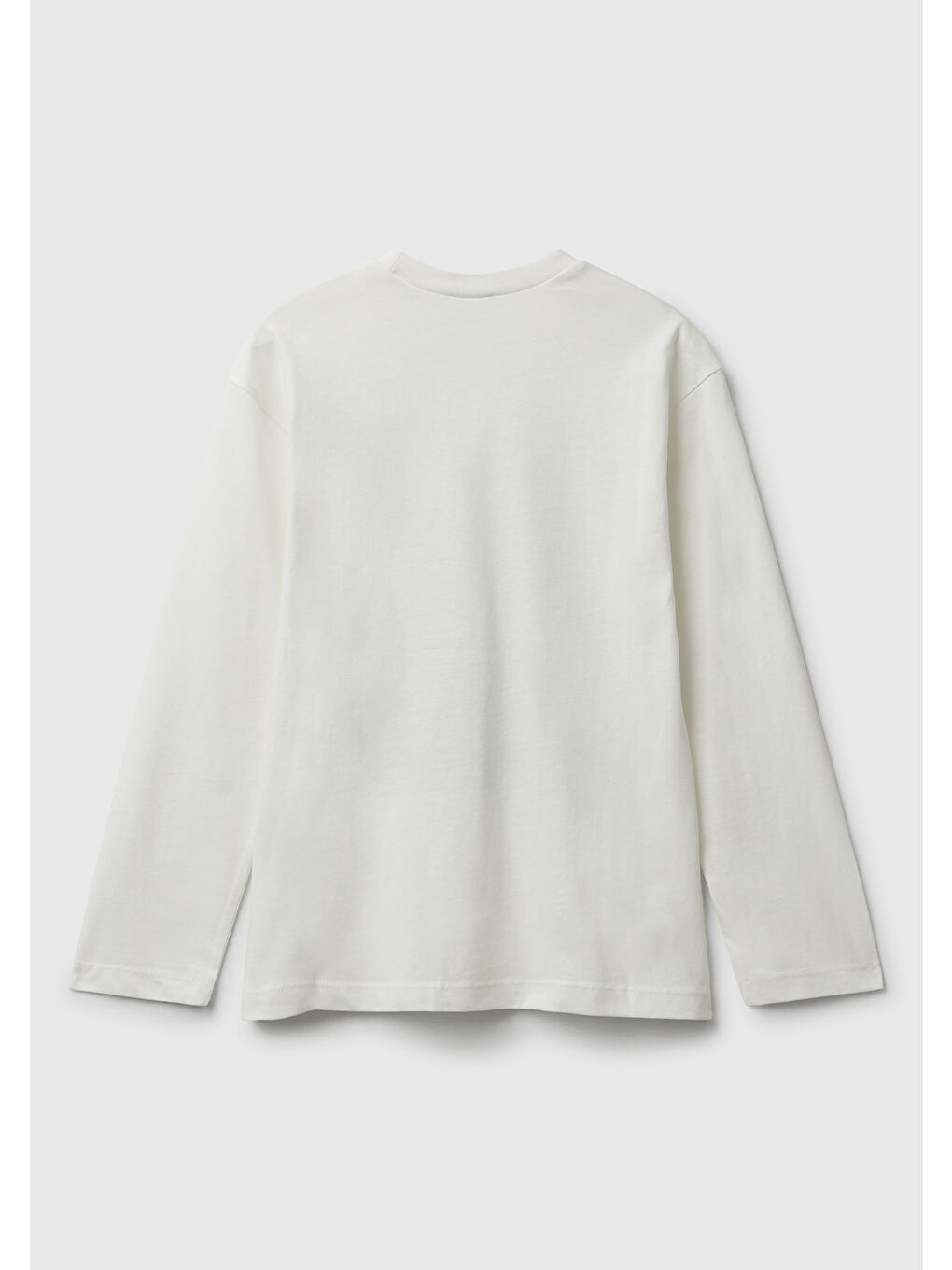 Erkek Çocuk Ekru Önü Baskılı Bisiklet Yaka Uzun Kollu Jarse T-shirt-1
