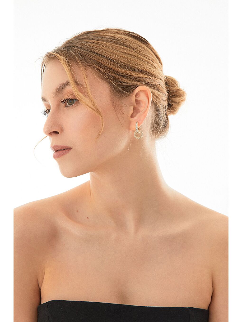 Sarı Taşlı Klips Küpe-2