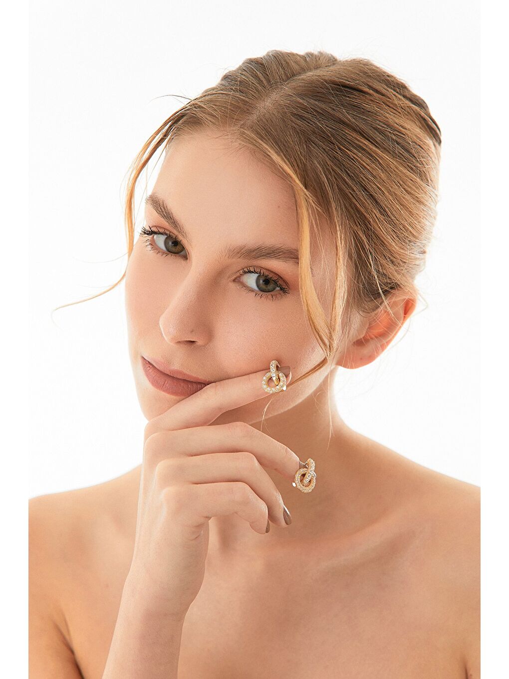 Sarı Taşlı Klips Küpe-3