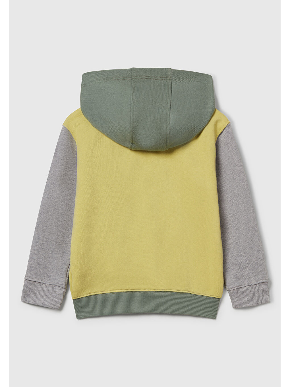 Erkek Çocuk Sarı-Gri Önü Logo Baskılı Fermuarlı Kapüşonlu Sweatshirt-1