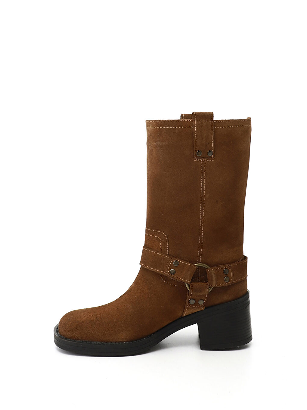 Kahverengi Kadın KAHVERENGİ-TABA Kalın Topuklu Hakiki Deri Çizme-2