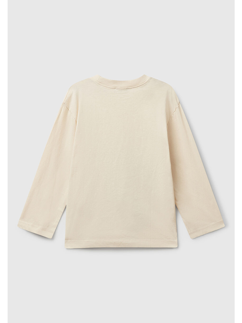 Ekru Erkek Çocuk Krem Baskılı Bisiklet Yaka Uzun Kollu T-shirt-1