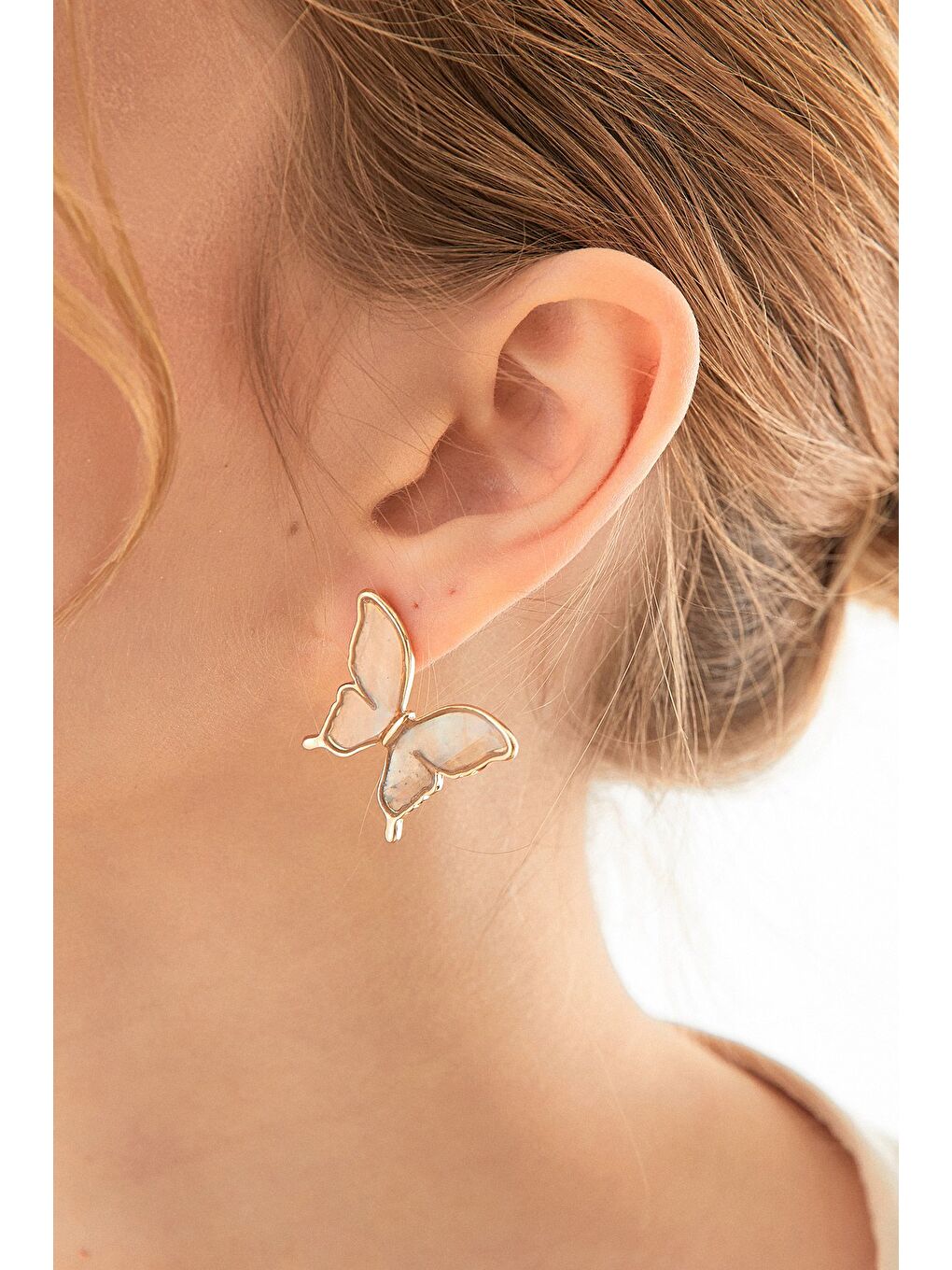 Sarı Kelebek Sedefli Küpe-1