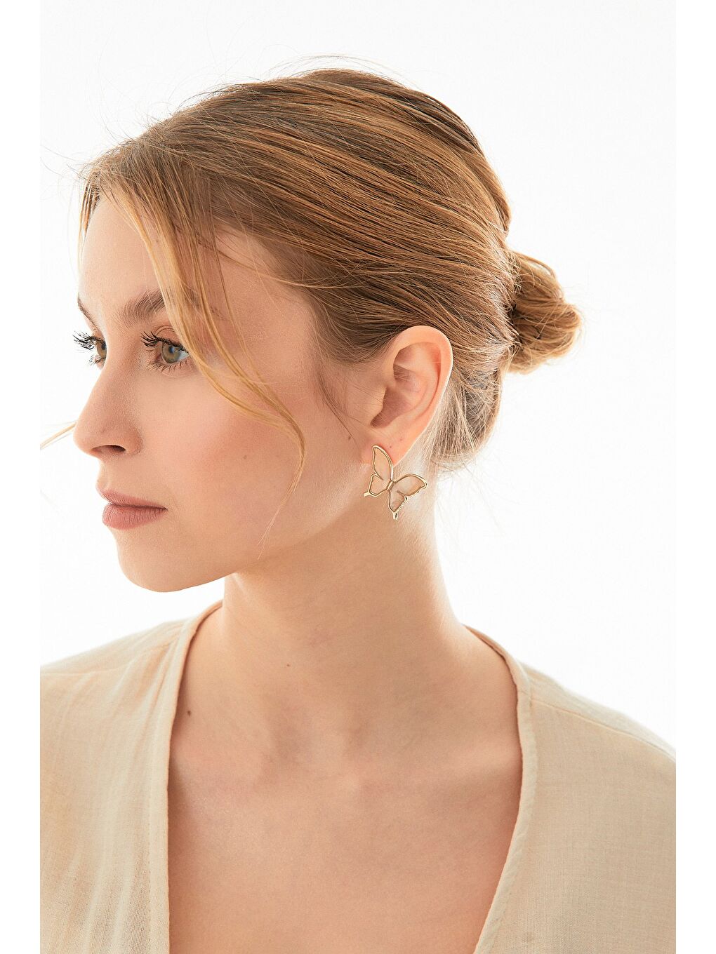 Sarı Kelebek Sedefli Küpe-2