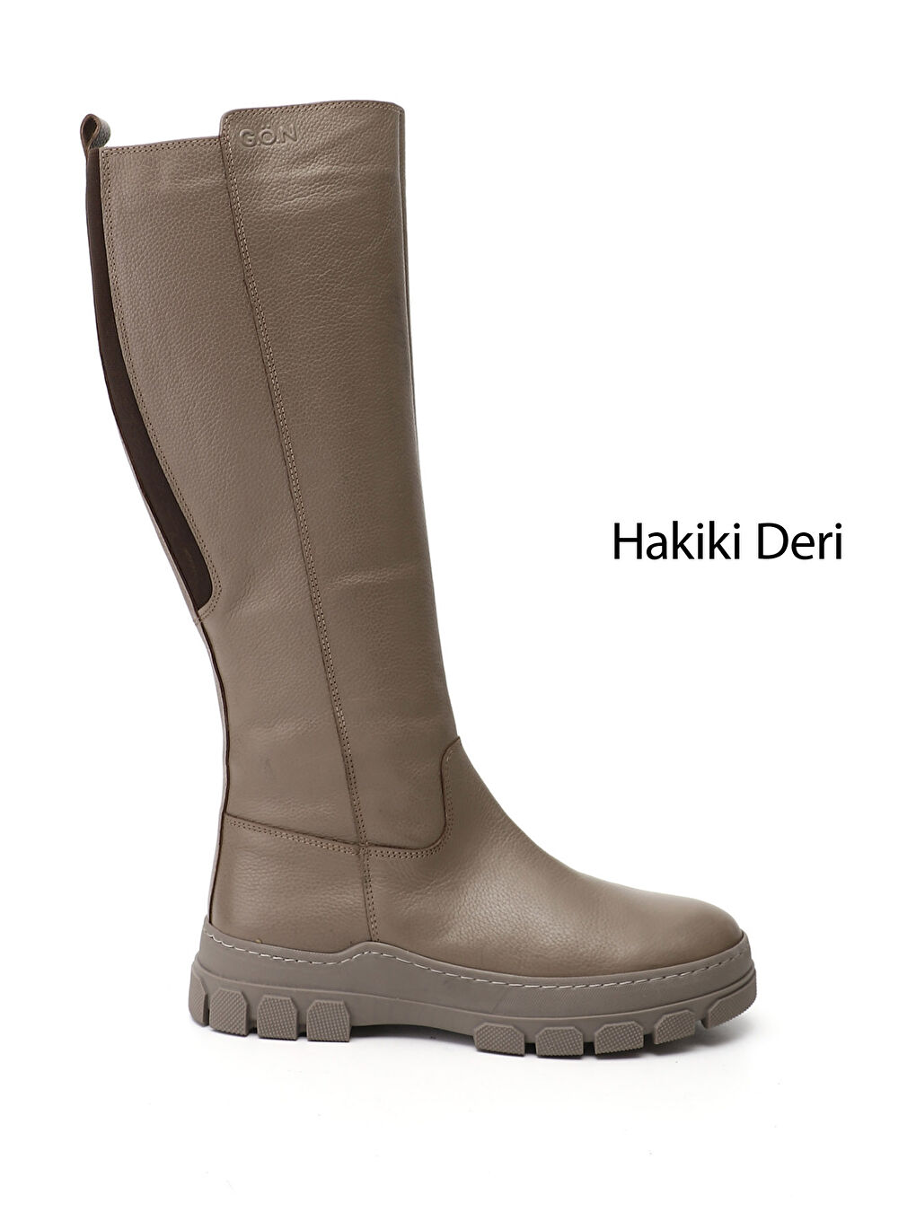 Bej Kadın BEJ-VİZON Fermuarlı Kauçuk Taban Hakiki Deri Çizme