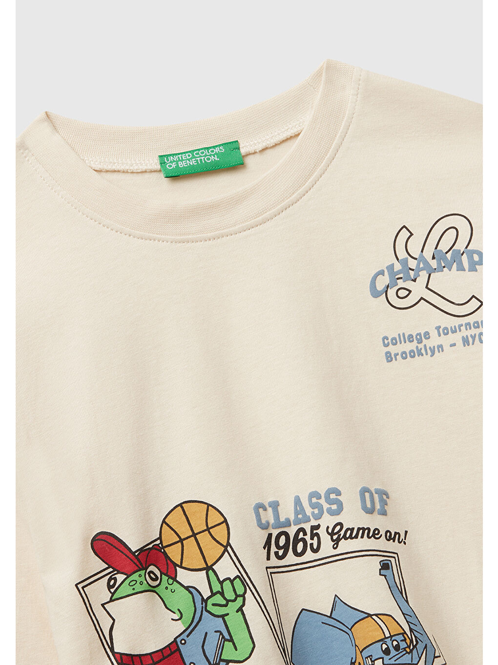 Ekru Erkek Çocuk Krem Baskılı Bisiklet Yaka Uzun Kollu T-shirt-2