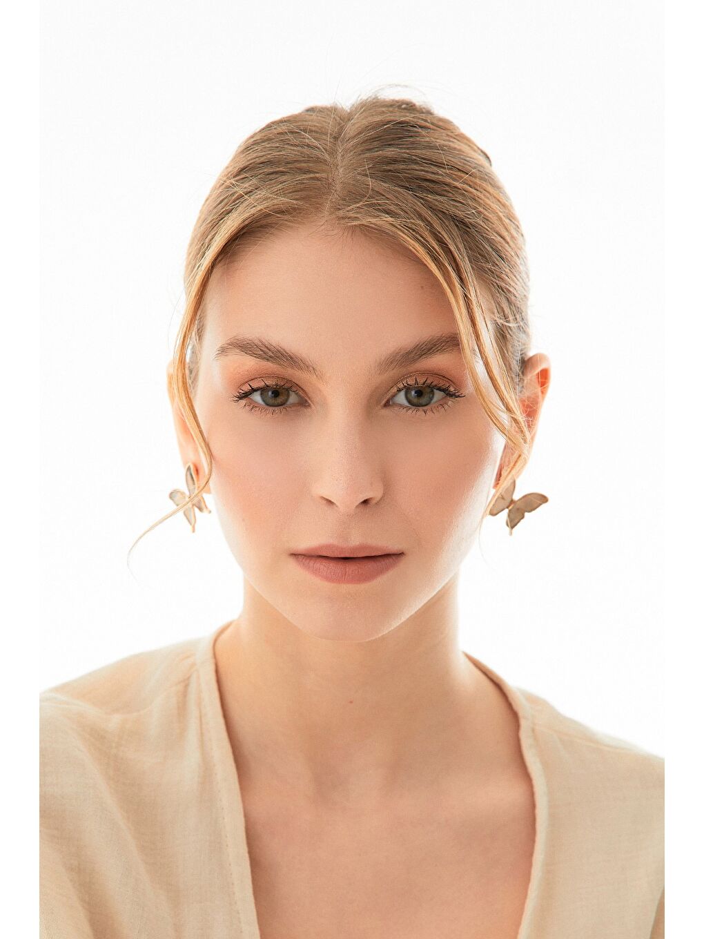 Sarı Kelebek Sedefli Küpe-3